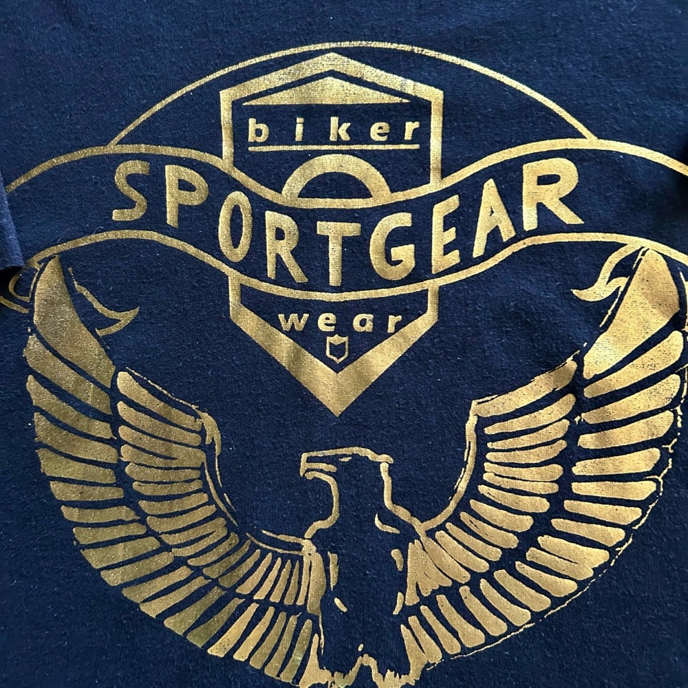 Biker Wear Sport Gear Black with Gold Emblem T-Shirt, SZ Medium, NWOT